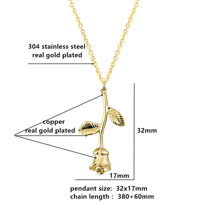 Enchanted Rose: Stainless Steel Pendant